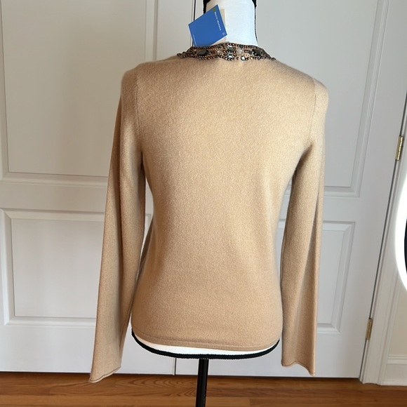 White + Warren NEW pure cashmere hand beaded sweater - Picture 3 of 8